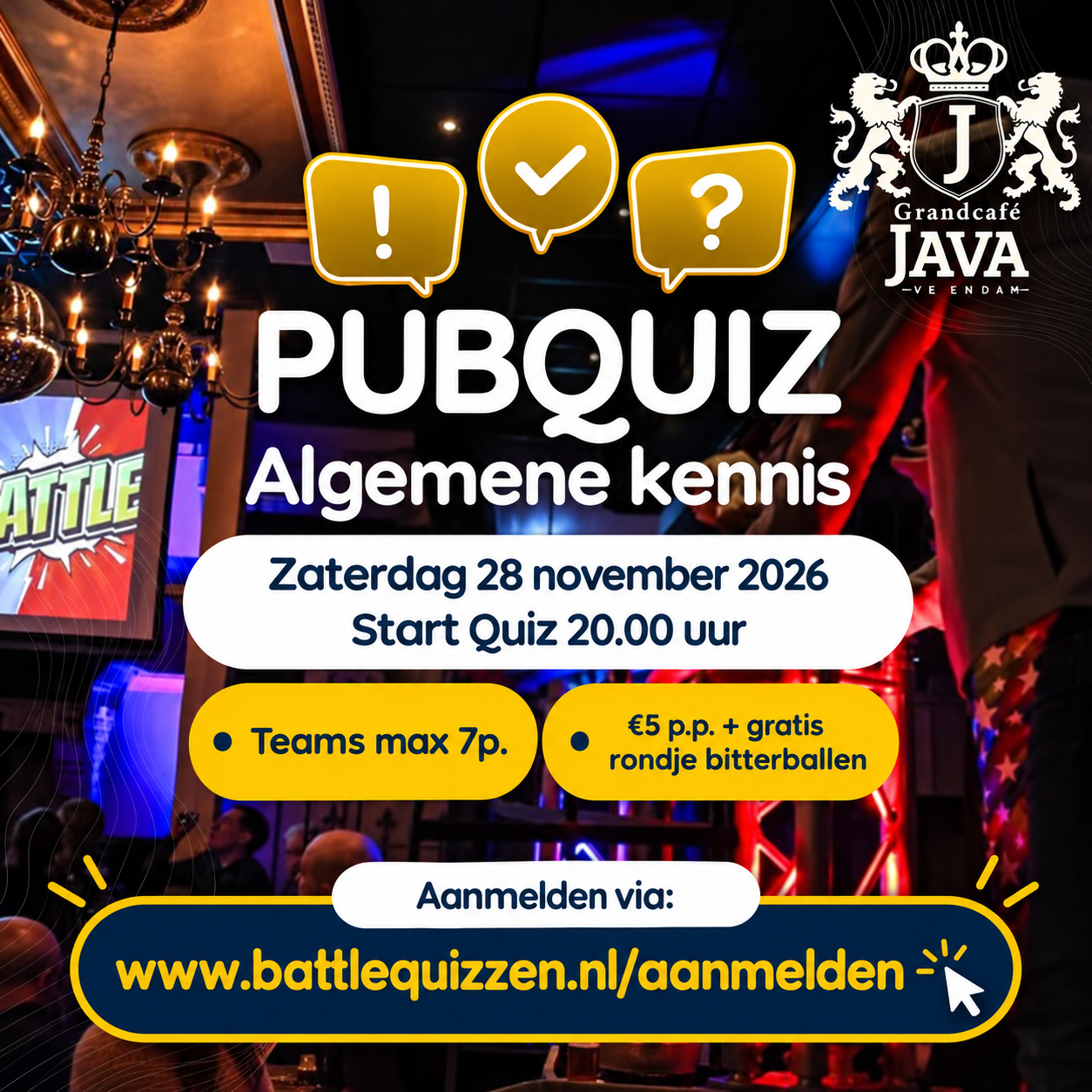 Poster voor Grand café Java Veendam - Algemene kennis Quiz!